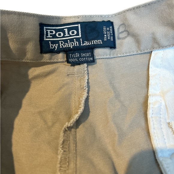 Polo Ralph Lauren Khaki Tyler Shorts Mens 34 Pleated Front 100% Cotton, Preppy - Picture 3 of 5